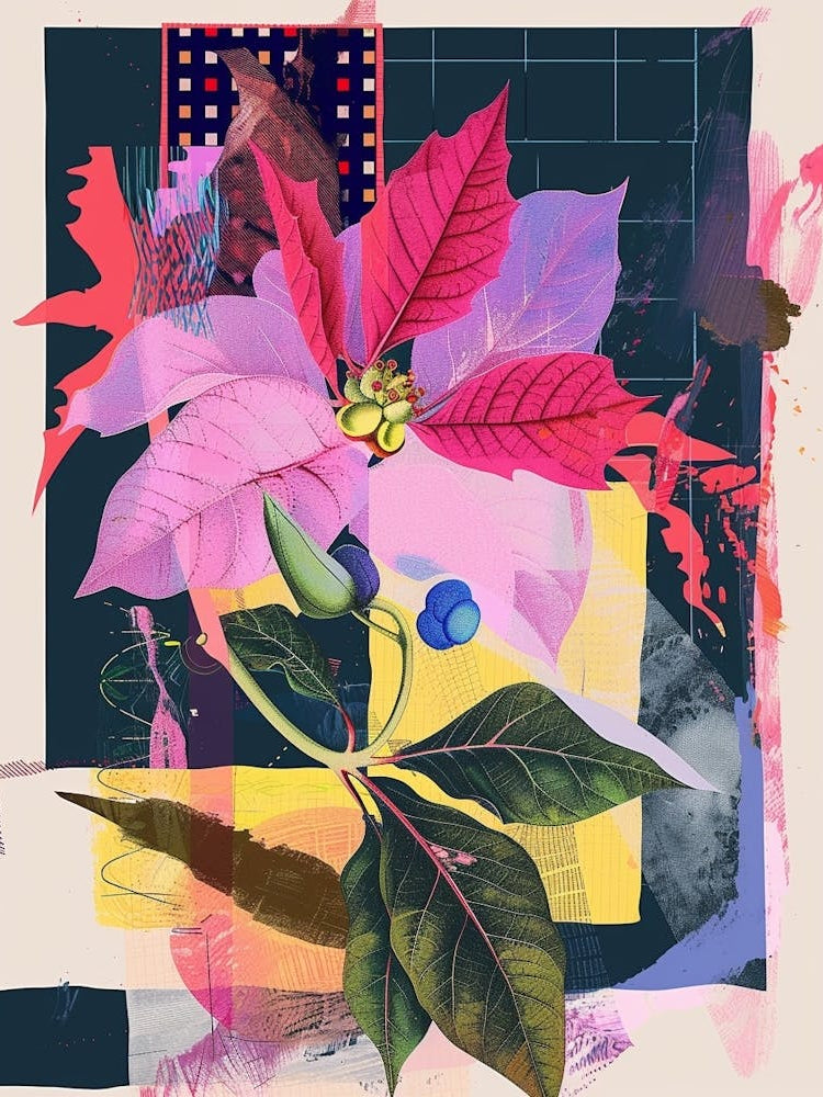 Poinsettia 2 Neon Flower Collage