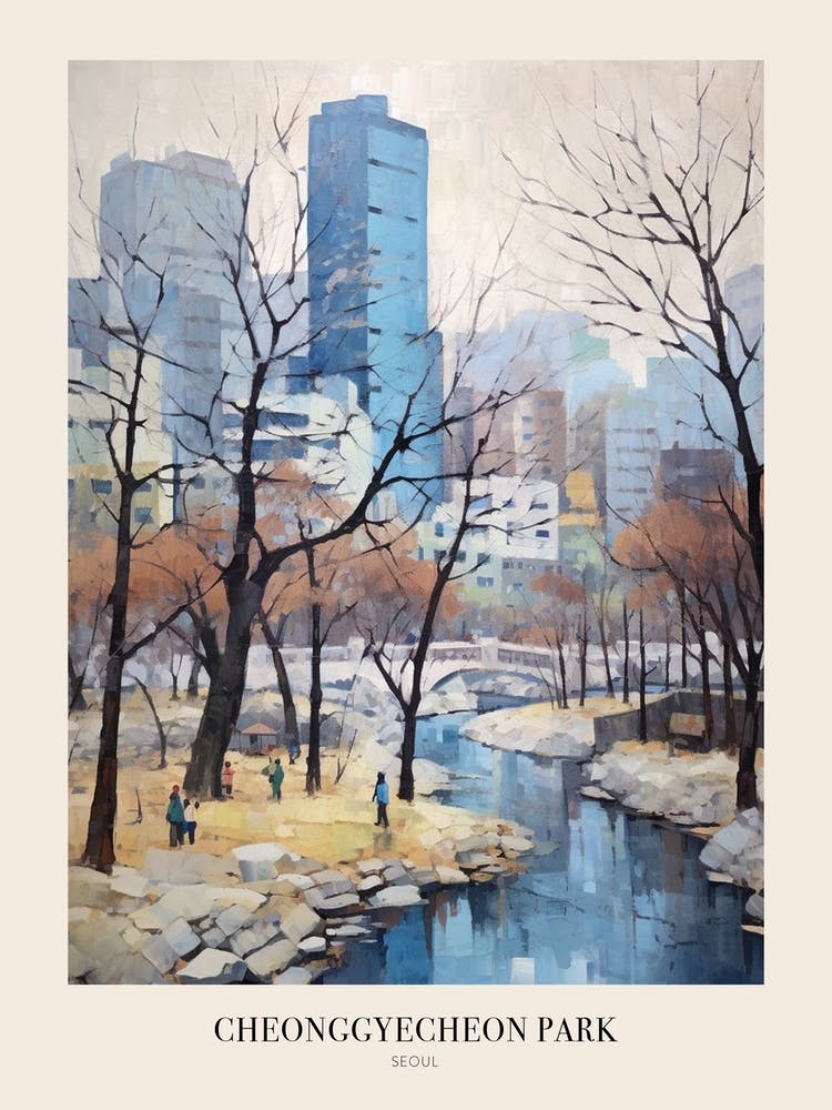 Winter City Park Poster Cheonggyecheon Park Seoul 2