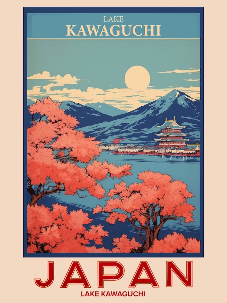 Lake Kawaguchi, Visit Japan Vintage Travel Art 3 Poster