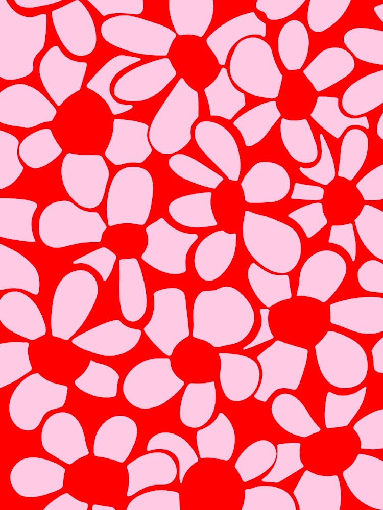 Pink and red abstract flower art print