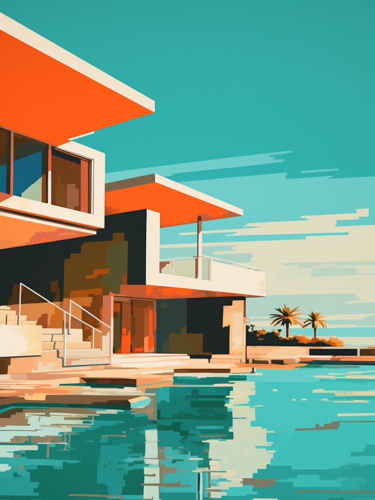Abstract Illustration Of South Padre Island Texas Orange Hues 1