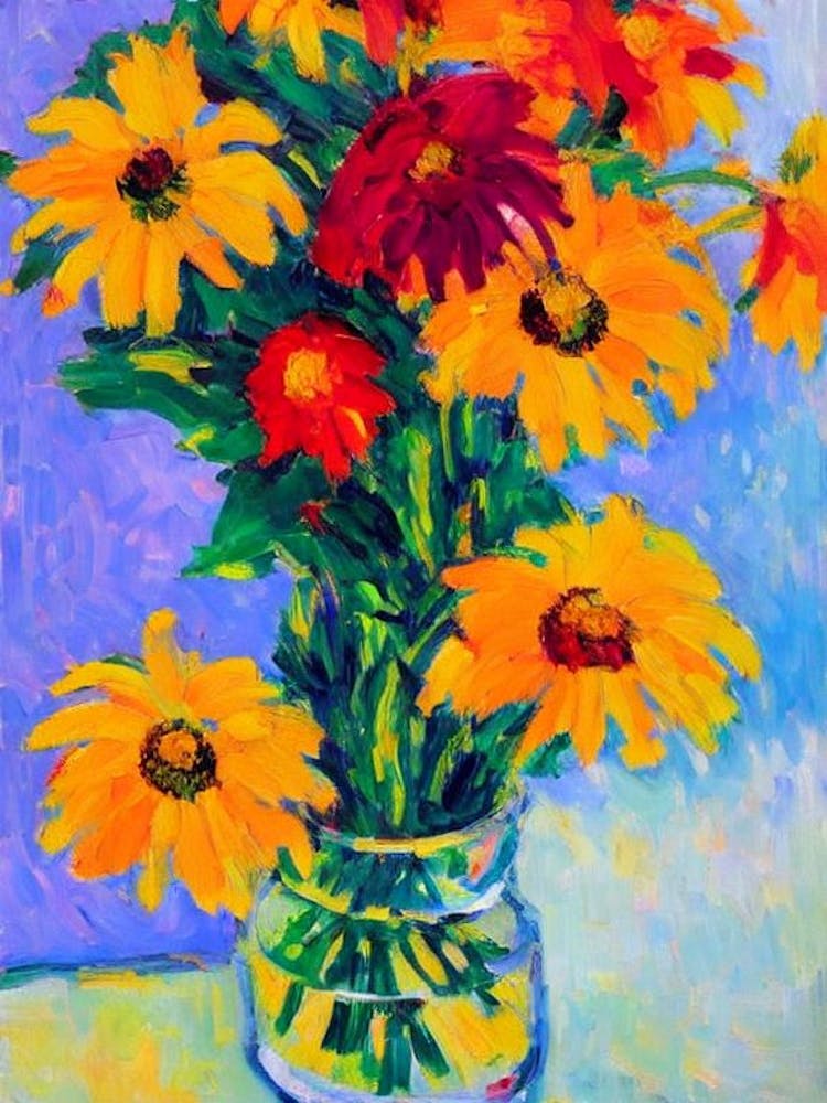 Yellow Coneflower Floral Abstract Block Colour Flower