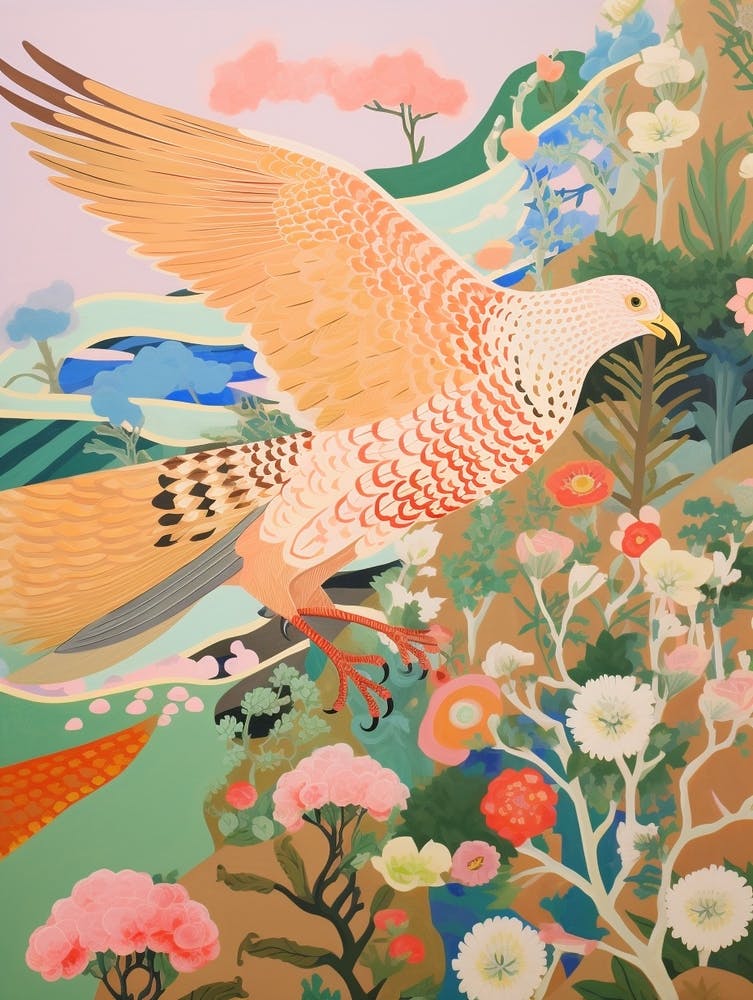 Maximalist Bird Painting Crested Caracara