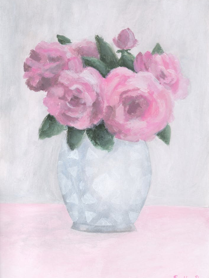 Pink Roses In Vase