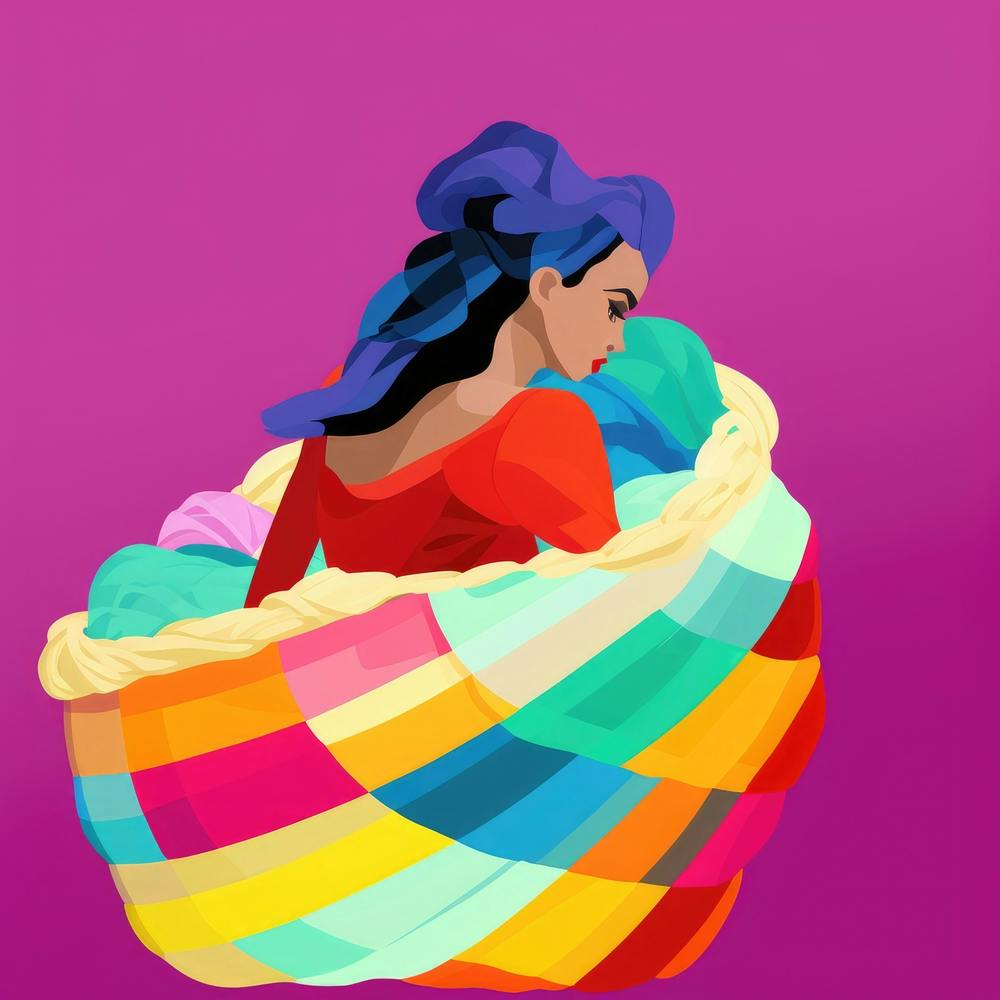 Colorful Woman In A Basket