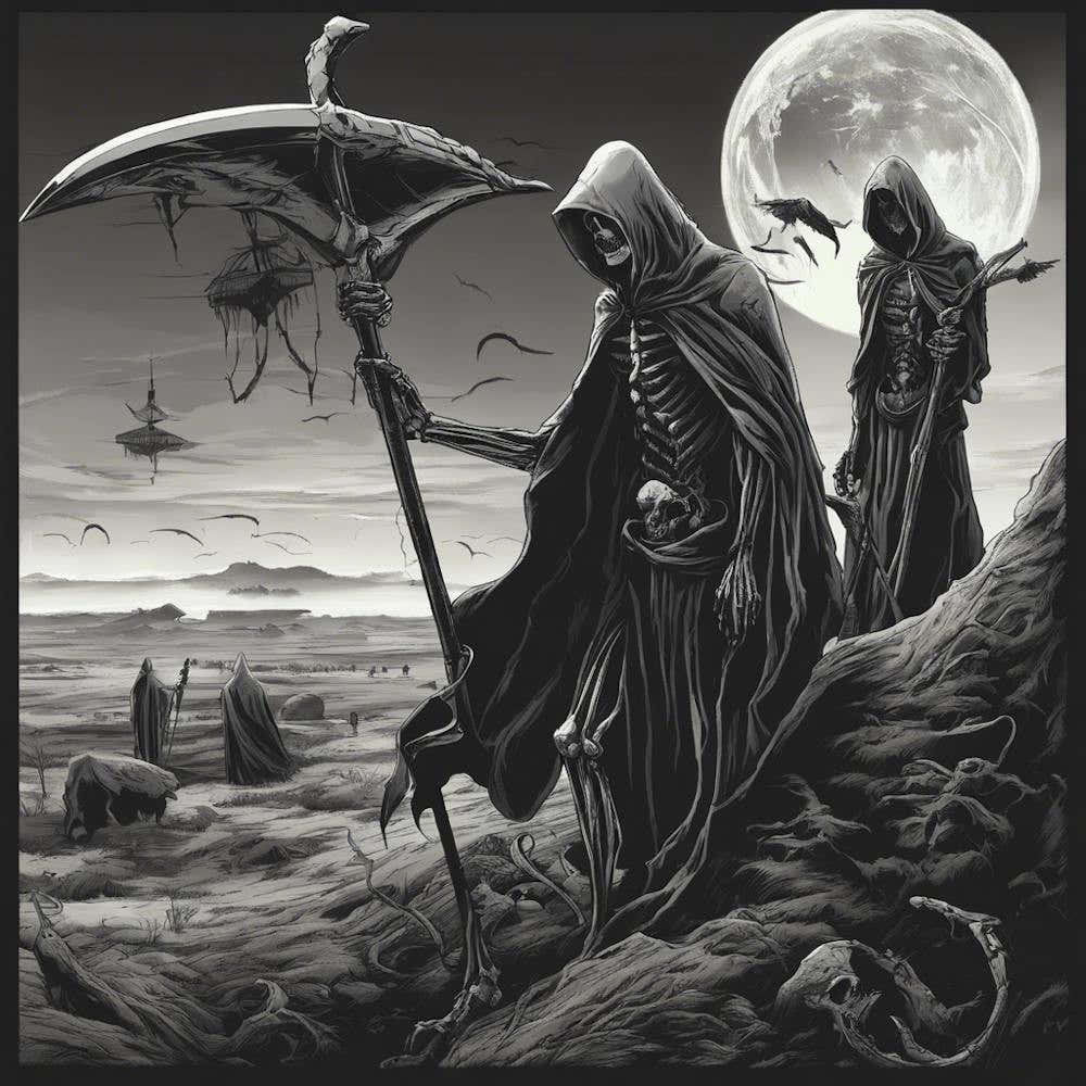 "Guardians of the Afterlife: An Eerie Night Under the Full Moon"