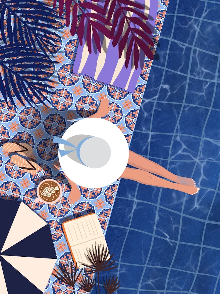 Girl Sitting Beside Pool