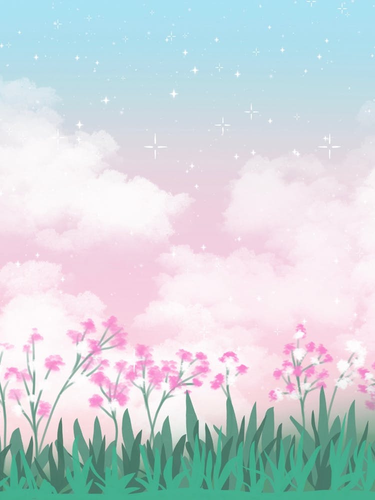 Pink Flowers In The Sky