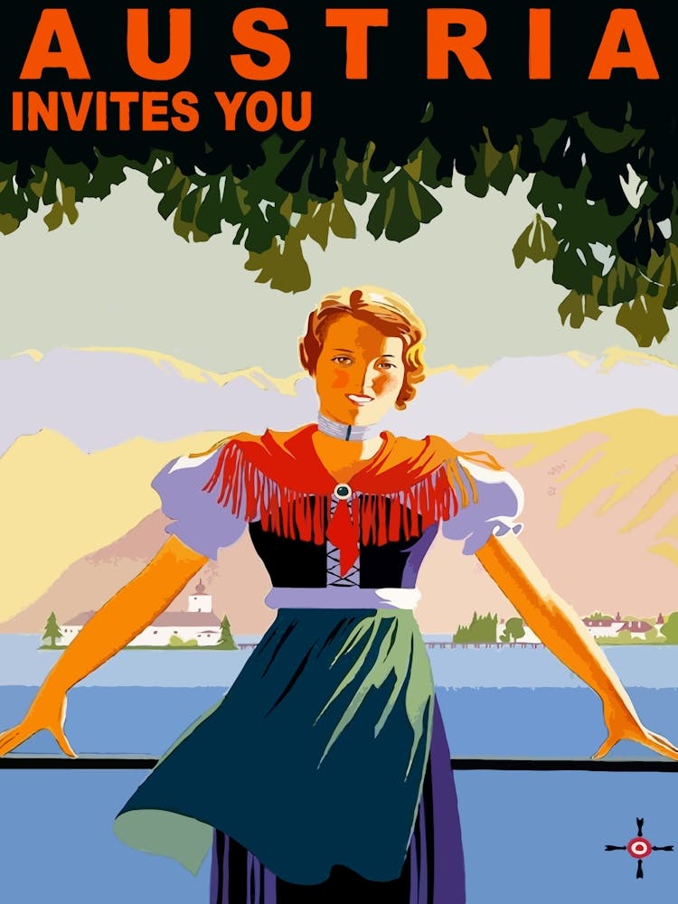 Austria Invites You, Vintage Travel Poster