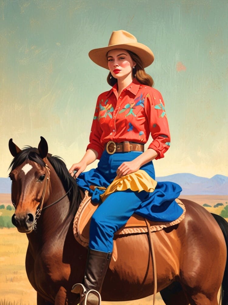 Cowgirl On Horseback