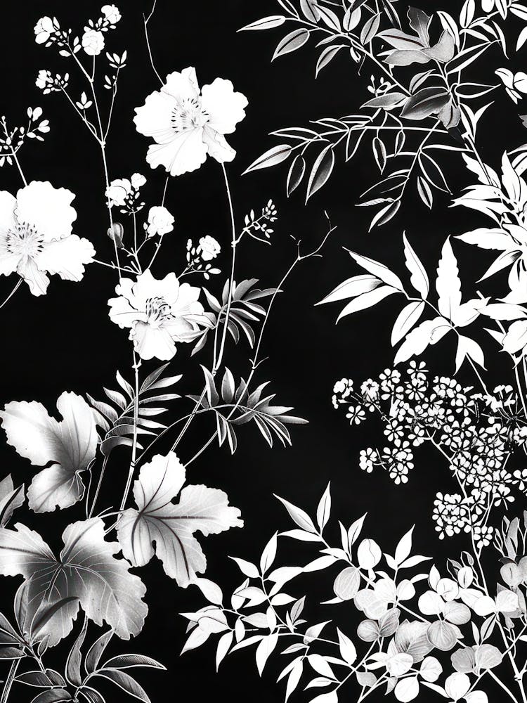Great Japan Hokusai Monochrome Flowers 138