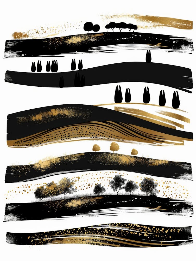 Schwarze und goldene Pinselstriche 19