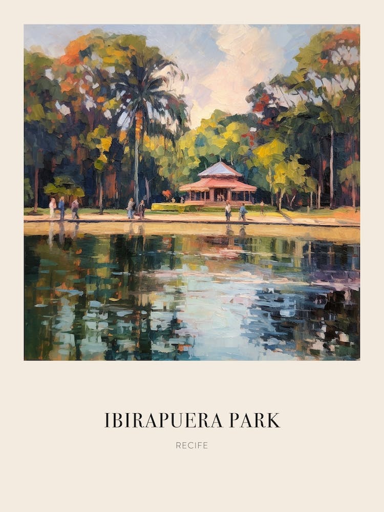 Ibirapuera Park Recife Brazil Vintage Cezanne Inspired Poster