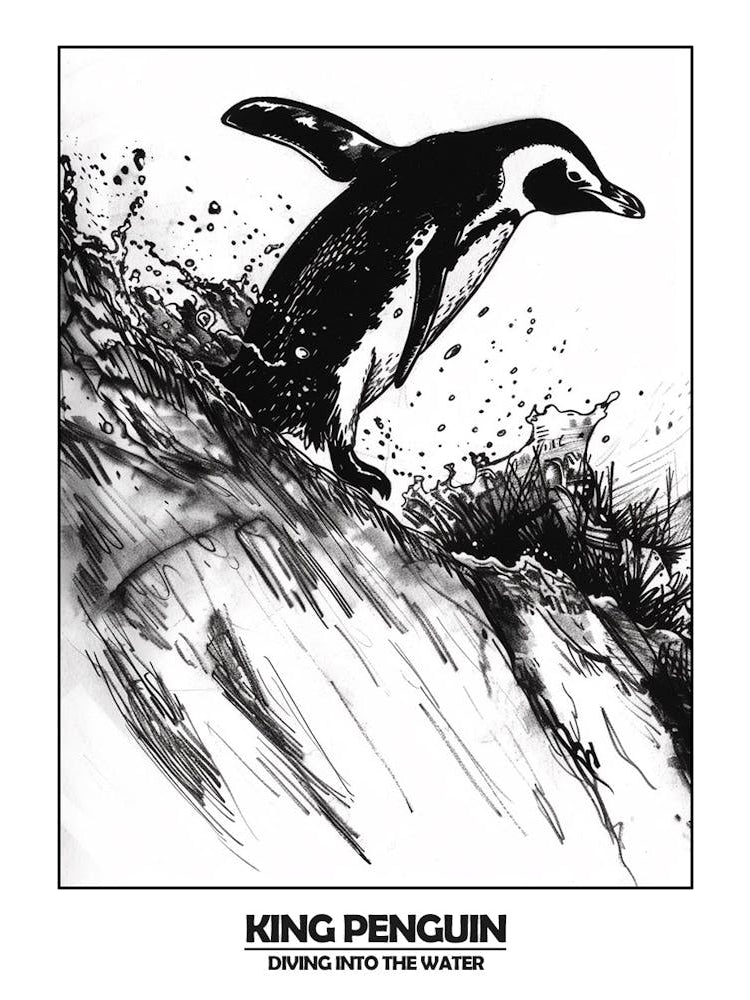 Penguin Diving Into The Water Poster 9