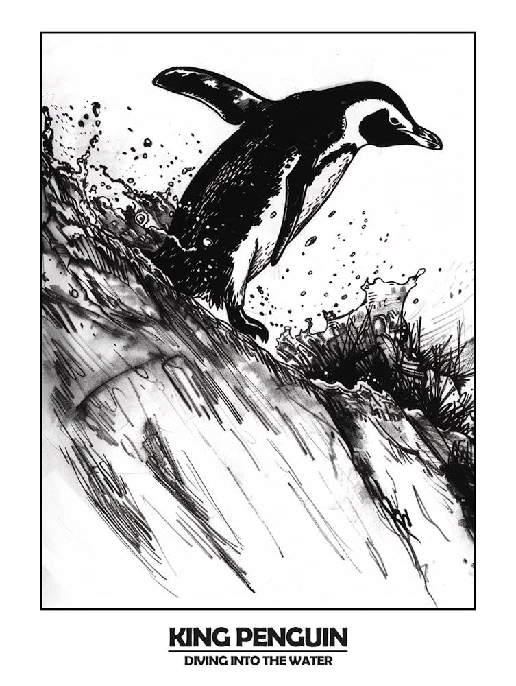 Penguin Diving Into The Water Poster 9