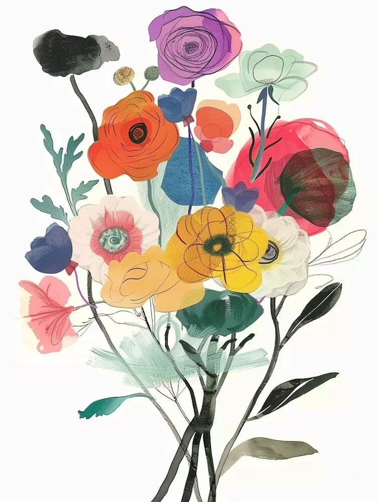 Ranunculus 1 Collage Flower Bouquet