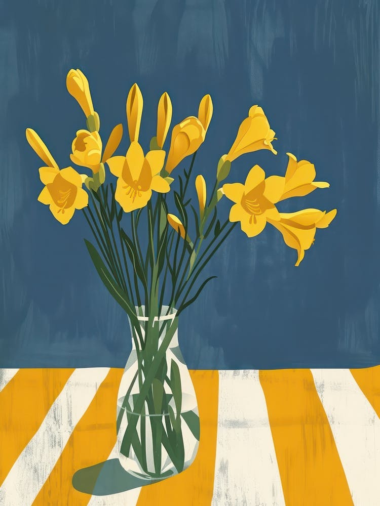Freesia Flowers On A Table   Contemporary Illustration 4