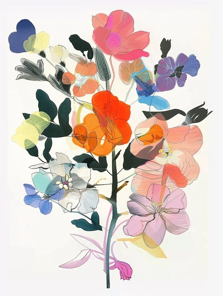 Portulaca 2 Collage Flower Bouquet