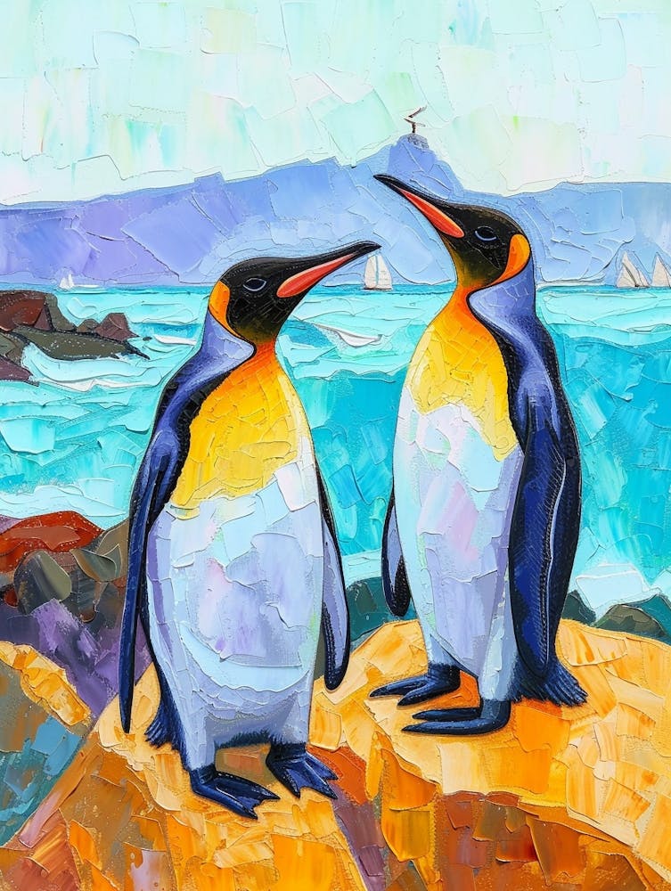 King Penguin Paradise Harbor Colour Block Painting 2