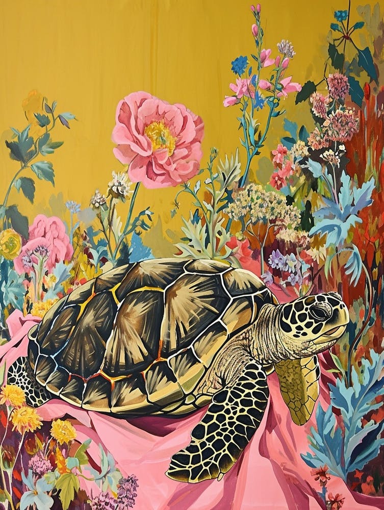 Floral Animal Painting Turtle 3