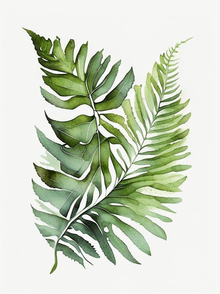 Flat Leaf Fern Watercolour