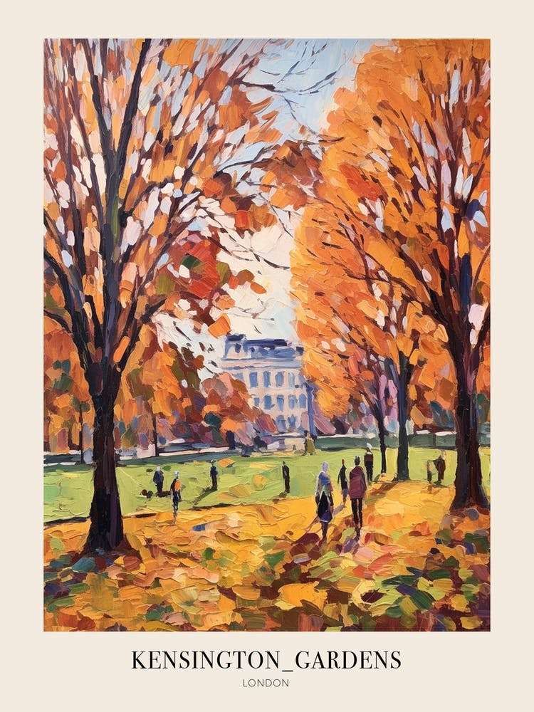 Autumn City Park Painting Kensington Gardens London 2 Poster