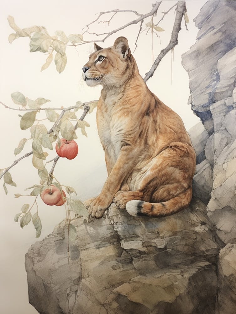 Storybook Animal Watercolour Puma 2