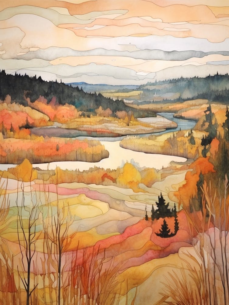 Autumn National Park Painting Algonquin Provincial Park Ontario Canada 1