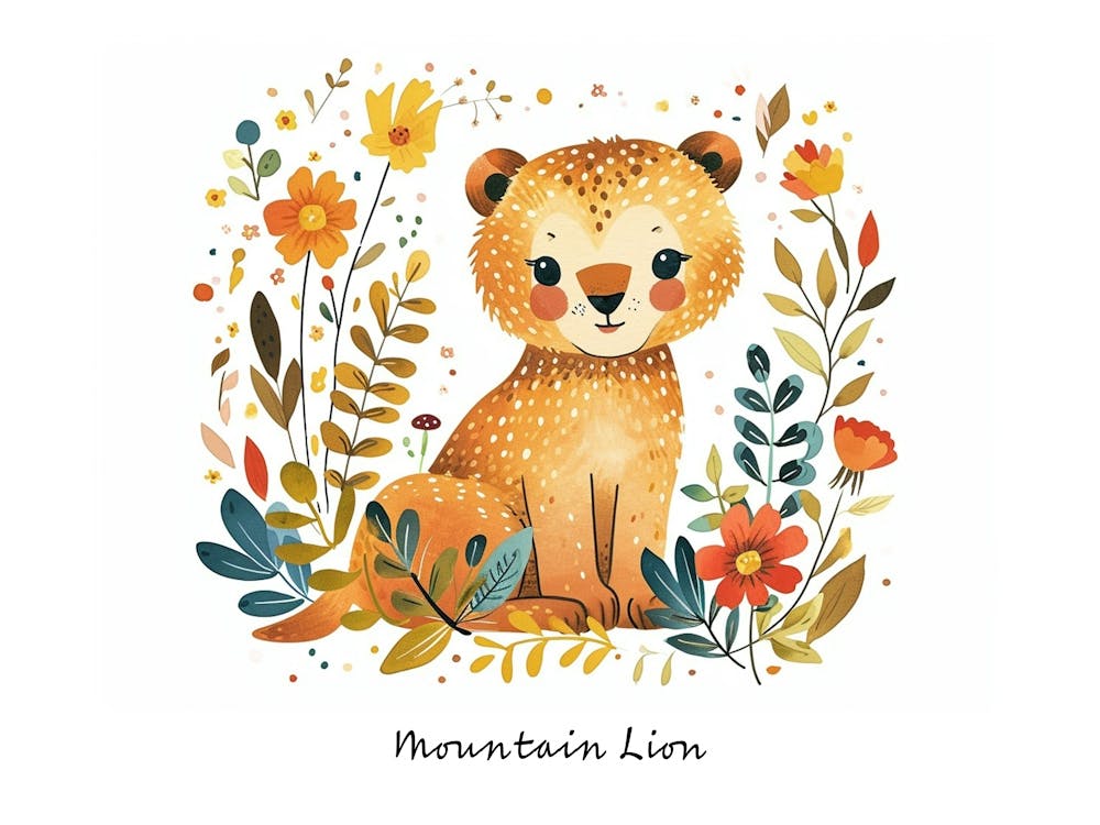 Little Floral Mountain Lion 2 Poster