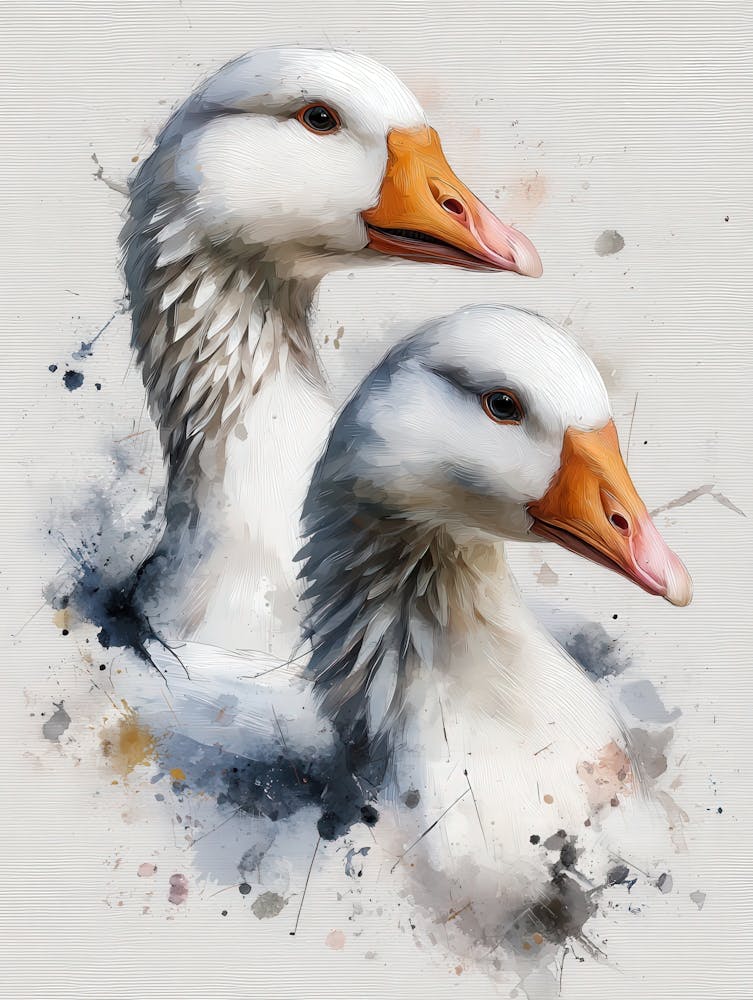 Aihrgdesign Isolated Watercolor Painting Of Birds Goose With 6