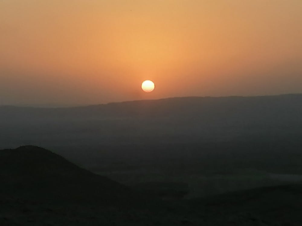 Sunset landscape in the desert