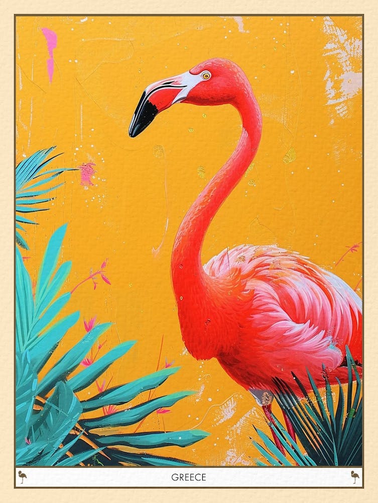 Greater Flamingo Greece Tropical Illustration 8 Poster