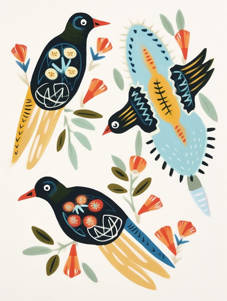 Folk Style Bird Painting Bluebird 1