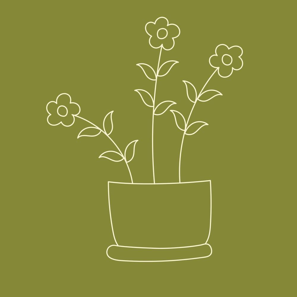 Pot Plant 2 Drawing Olive 