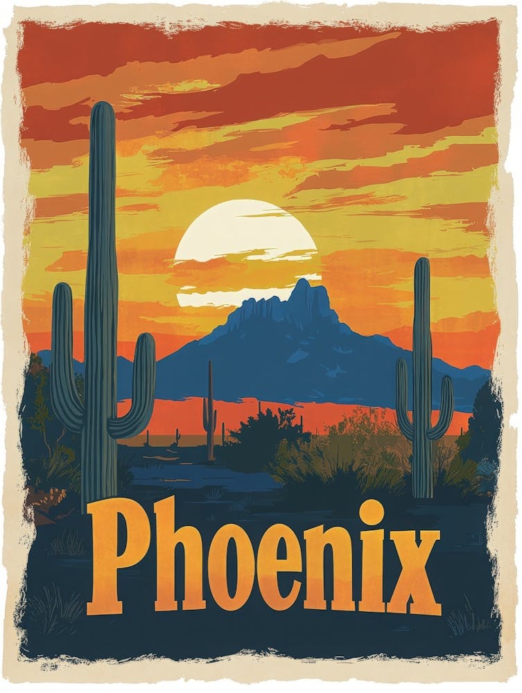 Aihrgdesign A Vintage Travel Poster Of Phoenix Featuring The 4