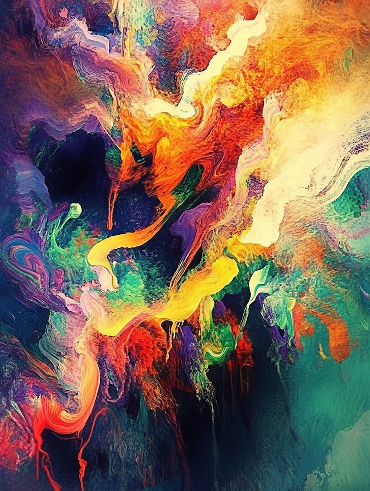 Abstract Colourful Painting of Melted Colouring Elements
