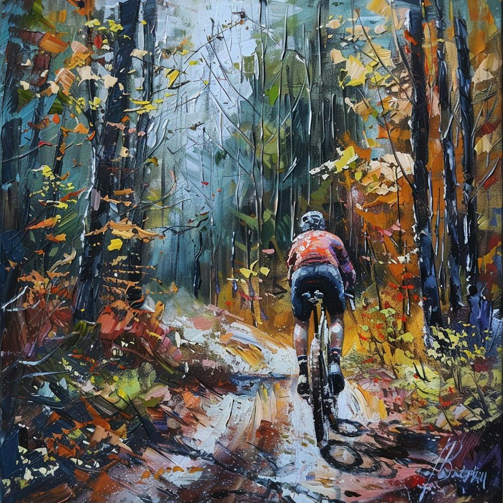Mountain Biker In The Woods