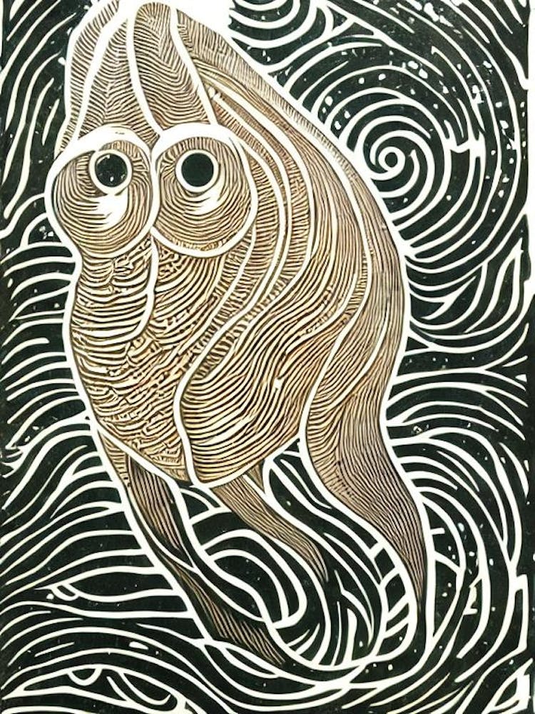 Dumbo Octopus Linocut