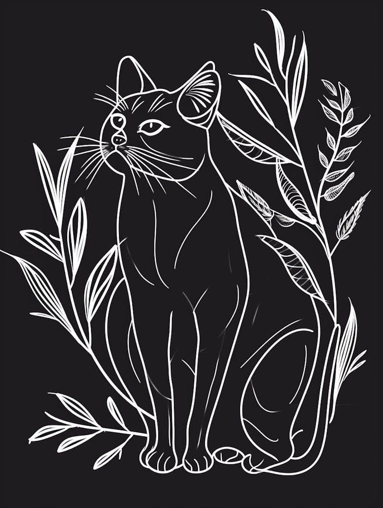 Korat Cat Minimalist Illustration 3