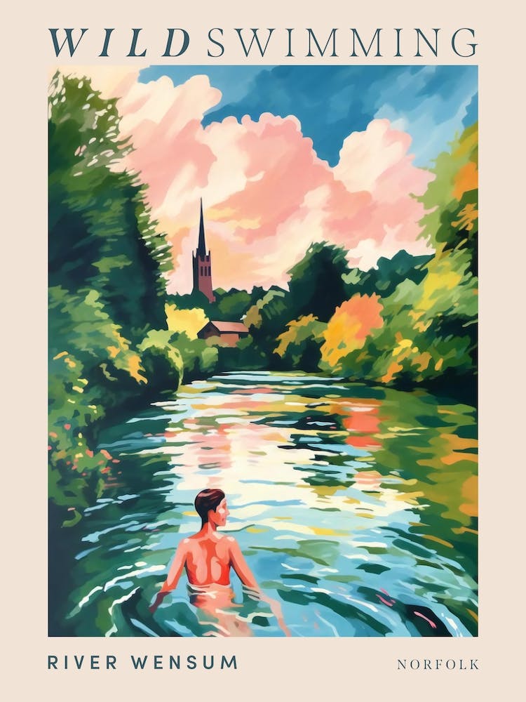 Wild Swimming At River Wensum Norfolk 3 Poster