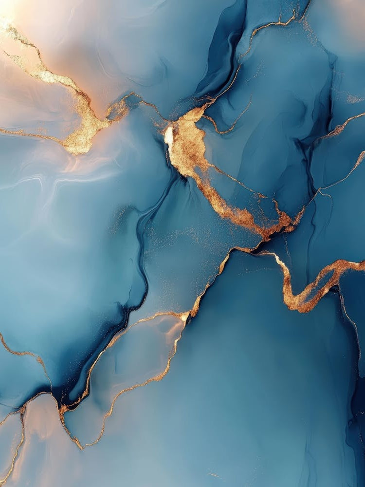 Abstract Blue And Gold Marble