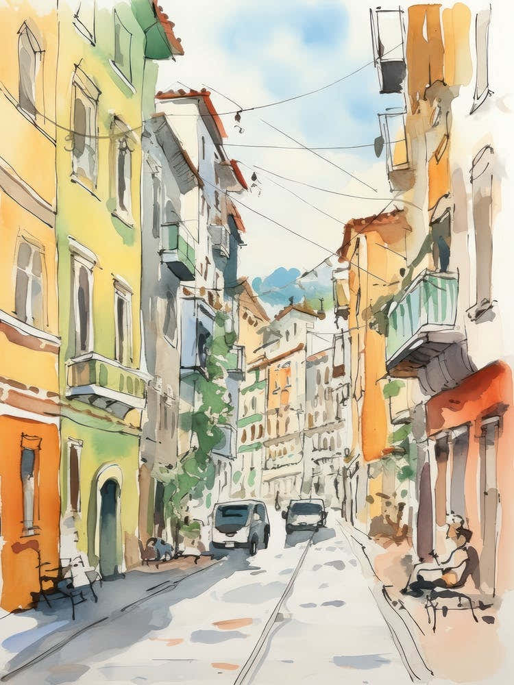 Trieste, Italy Watercolour Streets 1