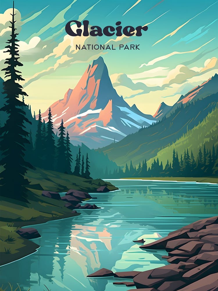 Glacier National Park 3 Travel Poster 3 4 Resize