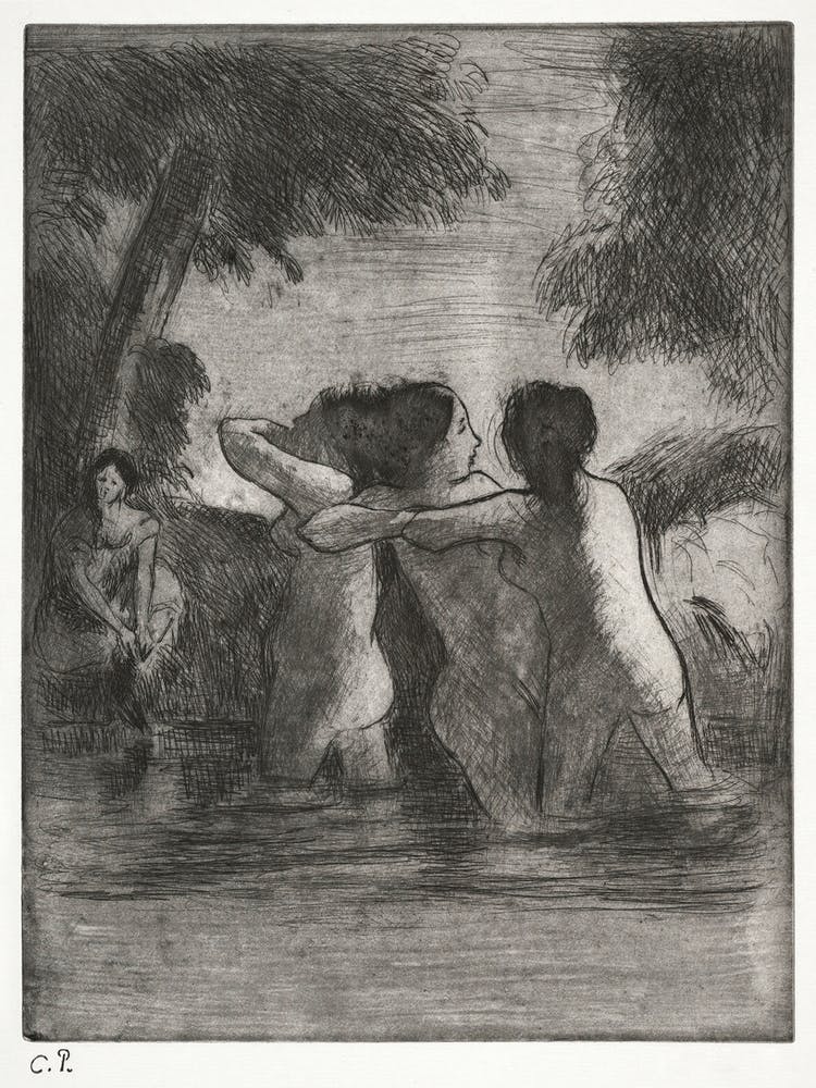 Four Bathers (1895), Camille Pissarro
