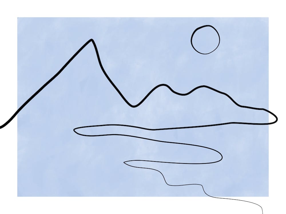 Paysage de Montagne en Trait Unique