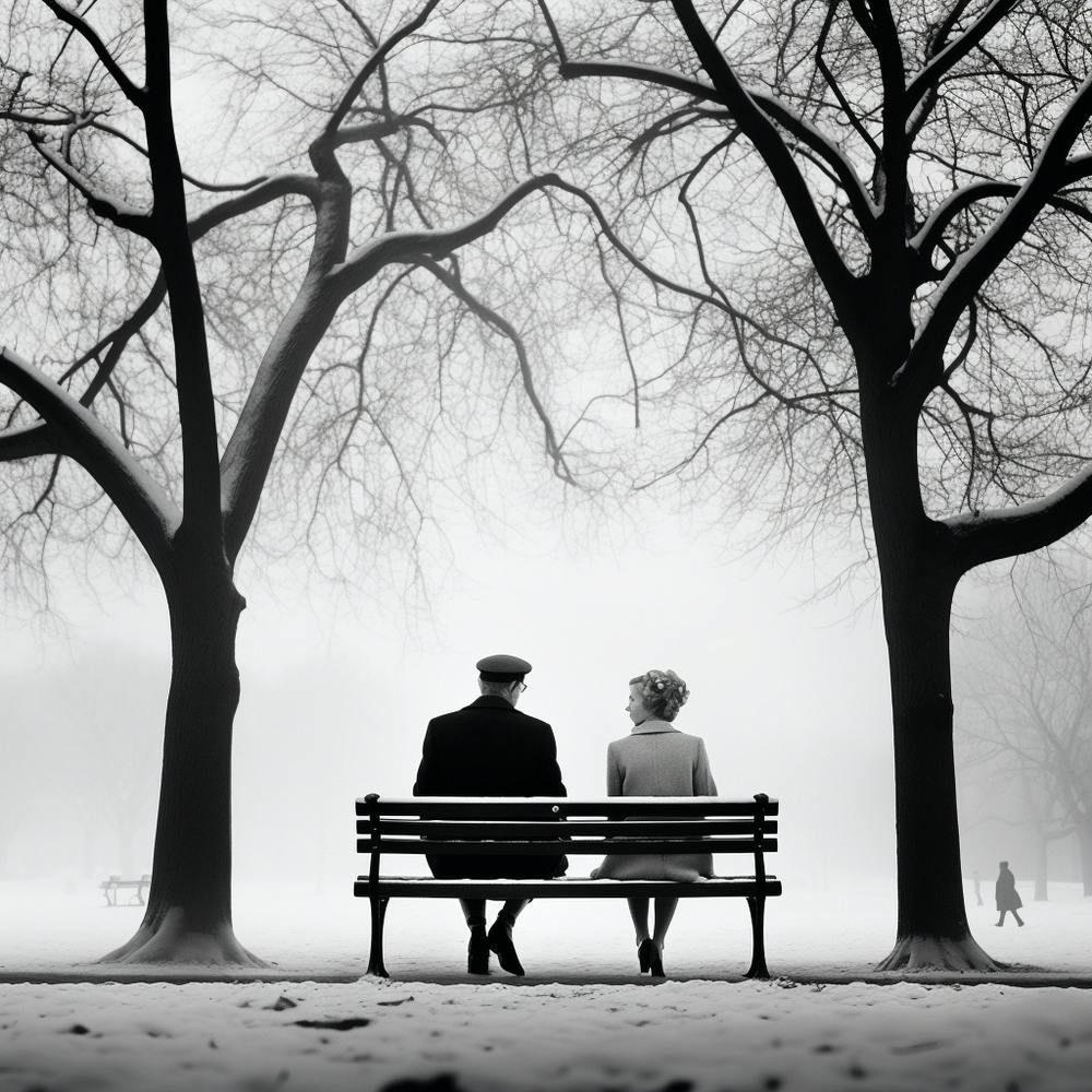 Two People Sitting On A Bench