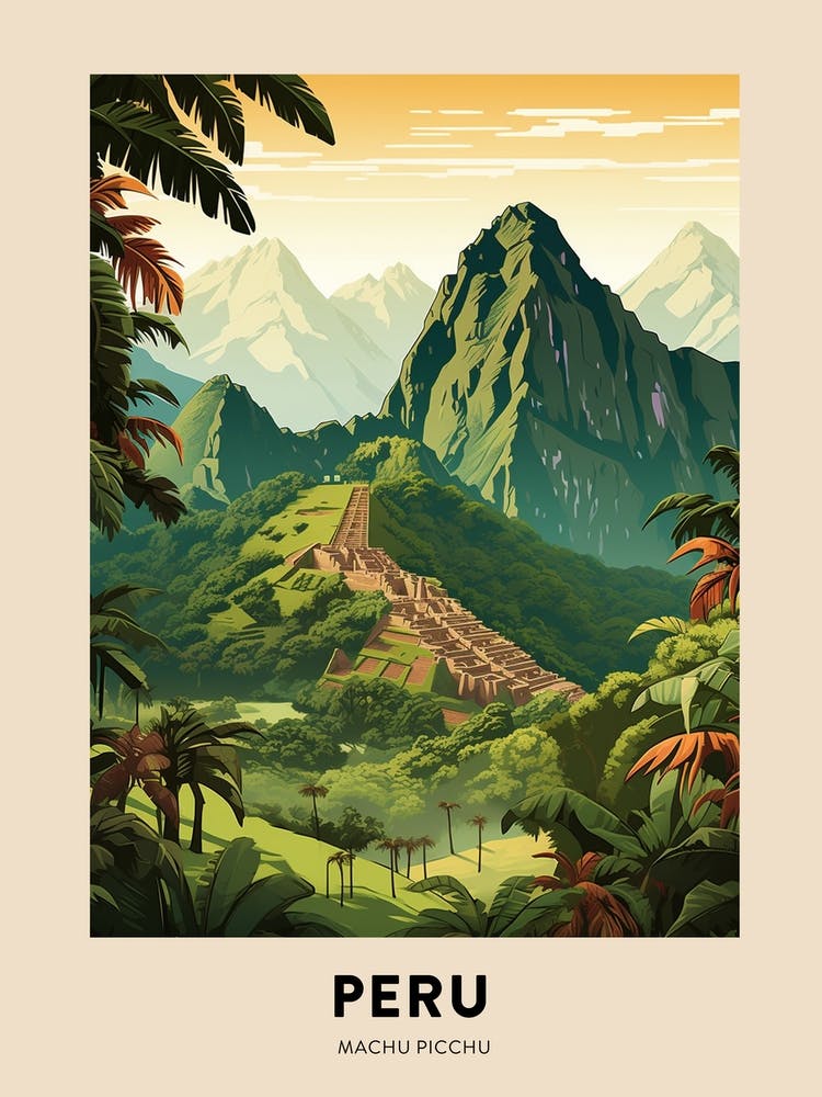 Machu Picchu Peru 1 Vintage Hiking Travel Poster