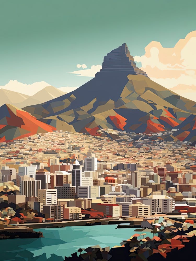 Cape Town, South Africa, Geometric Illustration 4