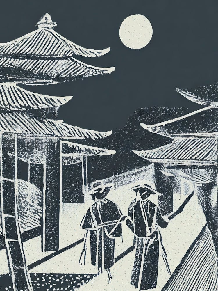 A Busy Silk Trading Post In Ancient Japan