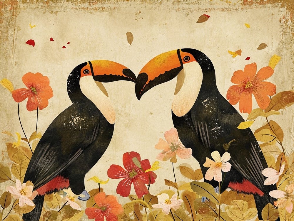 Florale Tierillustration Tukan 3
